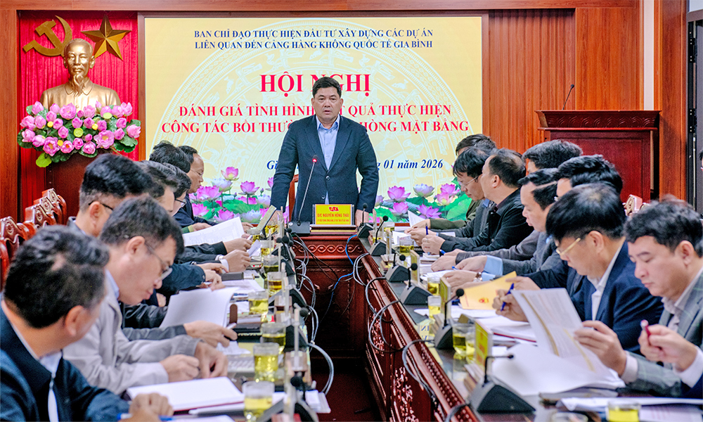 Bí thư Tỉnh ủy Bắc Ninh Nguyễn Hồng Thái chủ trì hội nghị. Ảnh: Báo Bắc Ninh