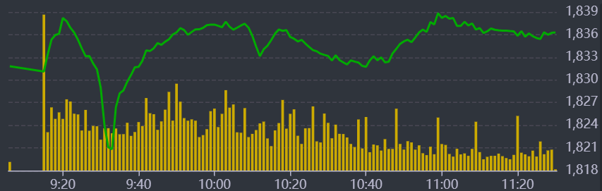 Diễn biến VN-Index sáng nay.