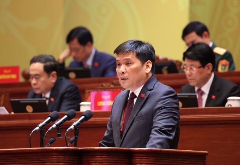 Phó Trưởng Ban Tổ chức Trung ương Nguyễn Thanh Bình tham luận tại Đại hội.