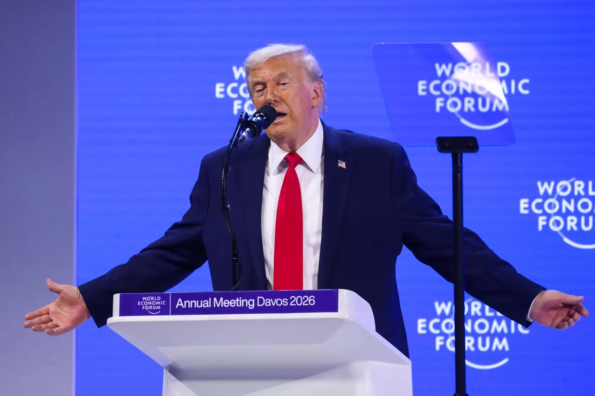 Tổng thống Mỹ Donald Trump phát biểu tại Diễn đàn PG88 ⭐ Link trang chủ số 1 nhà cái PG88 com casino slot Thế giới (WEF) ở Davos, Thụy Sỹ ngày 21/1/2026 - Ảnh: Bloomberg.