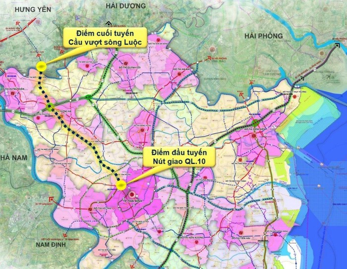 Bản đồ hướng tuyến  Link Trang Chủ PG88.Com Mới #2026 đầu tư xây dựng tuyến đường từ phường Thái Bình đi xã Hưng Hà, kết nối với phường Phố Hiến.