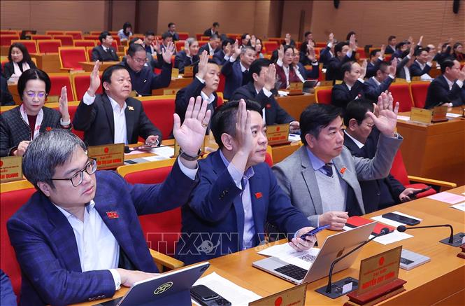Các đại biểu thông qua chương trình kỳ họp. Ảnh: TTXVN