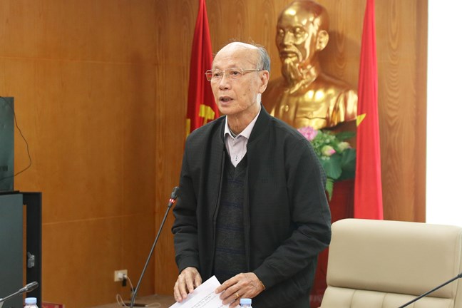 GS.TS Trần Ngọc Đường - Chủ nhiệm Hội đồng tư vấn về Dân chủ và Pháp luật Ủy ban Trung ương&nbsp;Mặt trận Tổ quốc Việt Nam phát biểu tại Hội nghị . Ảnh: Mặt trận.