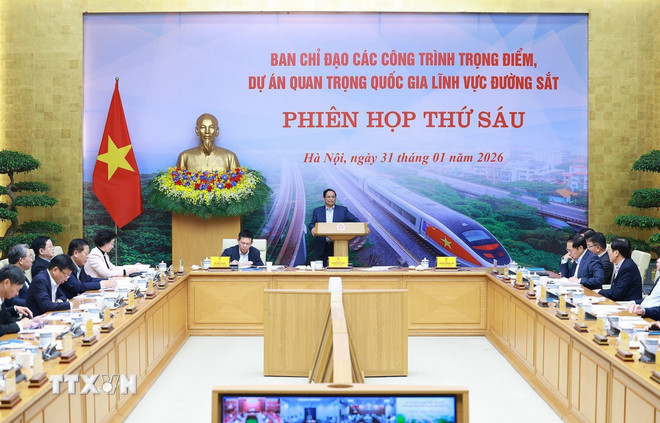 Thủ tướng chủ trì Phiên họp thứ 6 của Ban chỉ đạo các công trình trọng điểm, Link Trang Chủ PG88.Com Mới #2026 quan trọng quốc gia lĩnh vực đường sắt. Ảnh: TTXVN.