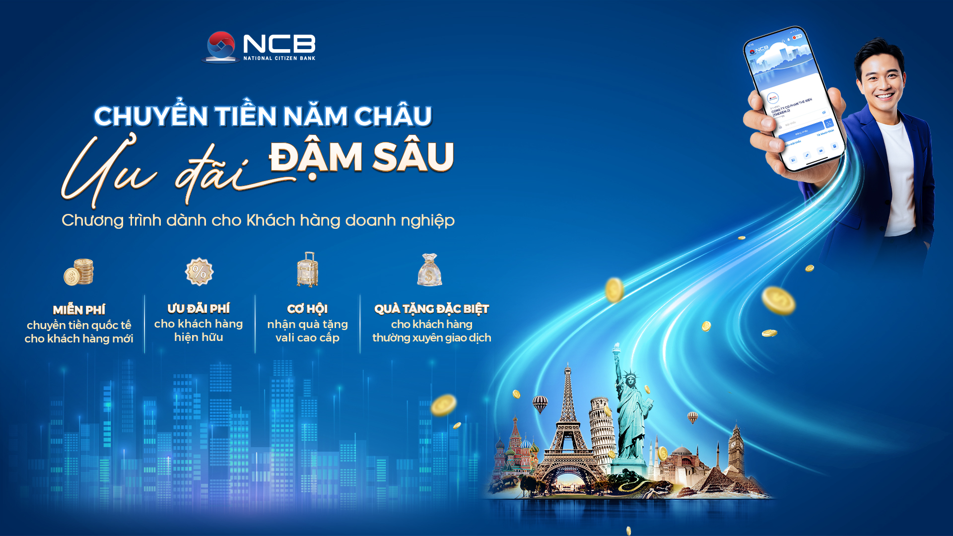 NCB miễn hoàn toàn phí nhận tiền từ nước ngoài vào tài khoản PG88 Link Dễ Nhớ Pg88.com tại NCB. Ảnh: NCB.