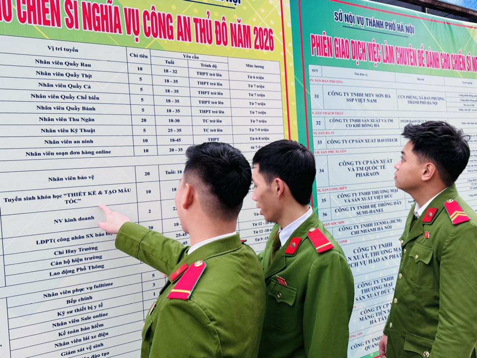 Các chiến sĩ nghĩa vụ Công an theo dõi thông tin tuyển dụng của các 6Pg88.con độc quyền mỗi ngày. Ảnh: TH. 