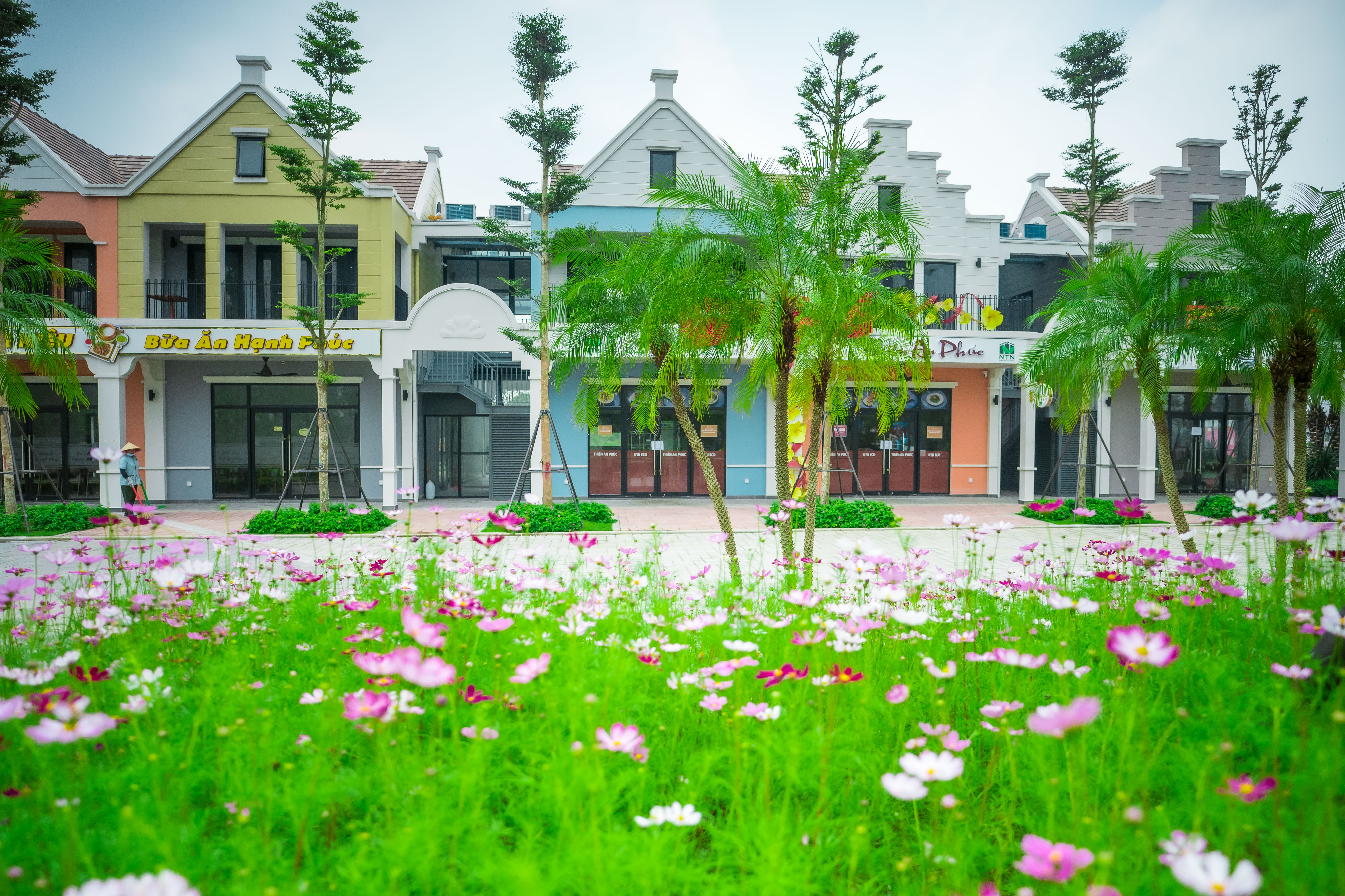 Khu Pg88ok ưu đãi hấp dẫn dịch vụ Eco Bazaar được trang hoàng rực rỡ bởi nhiều sắc hoa.&nbsp;Ảnh: Ecopark.