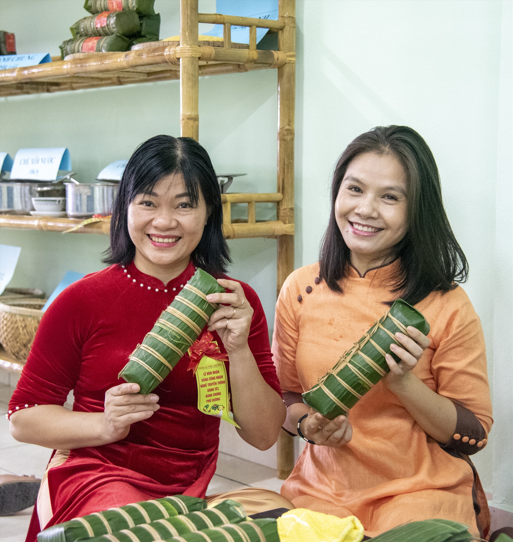 Những đòn bánh tét thành phẩm. Ảnh: Quảng An