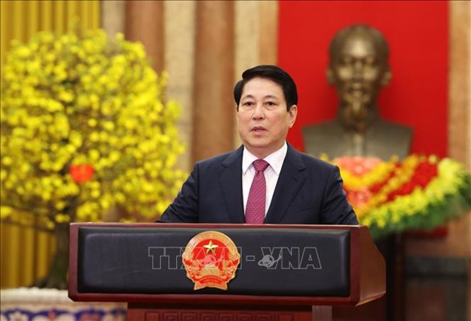 Chủ tịch nước Lương Cường có thông điệp chúc Tết gửi đến đồng bào, đồng chí và chiến sĩ cả nước, cũng như cộng đồng người Việt Nam ở nước ngoài. Ảnh: TTXVN.