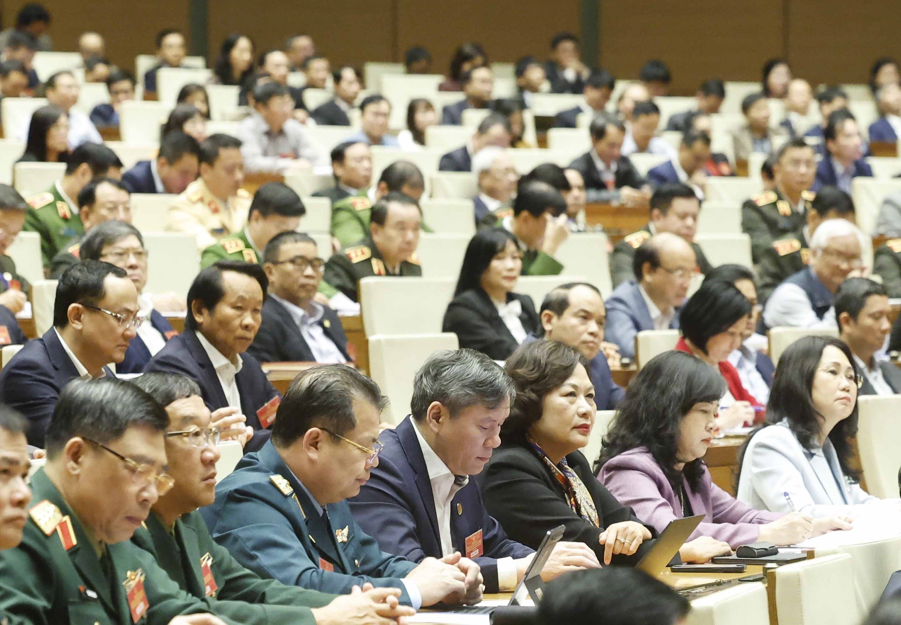 &nbsp; &nbsp; &nbsp; &nbsp; &nbsp; &nbsp; &nbsp; &nbsp;Các đại biểu tham dự hội nghị tại điểm cầu chính Hội trường Diên Hồng. Ảnh: TTXVN
