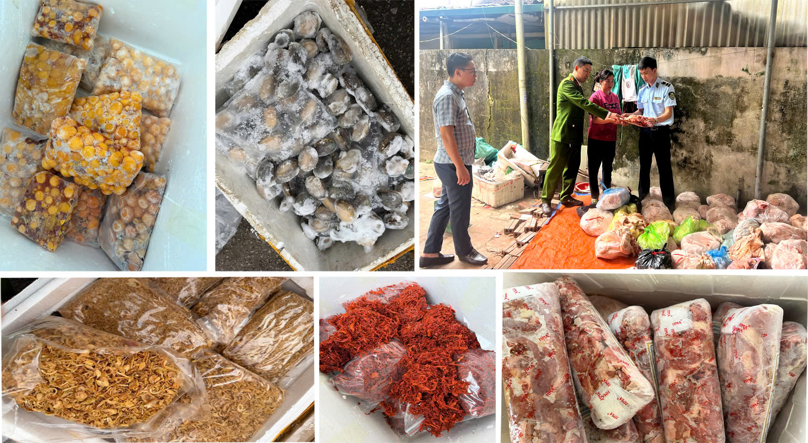 Những mặt hàng thực phẩm trôi nổi bị thu giữ