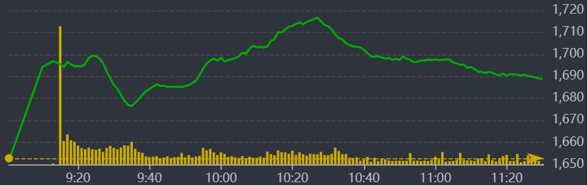 Diễn biến VN-Index sáng nay.
