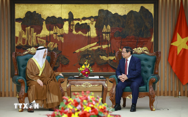 Thủ tướng Phạm Minh Chính tiếp ông Bader Almatrooshi, Đại sứ Các Tiểu vương quốc Ả Rập Thống nhất (UAE) tại Việt Nam. Ảnh: TTXVN