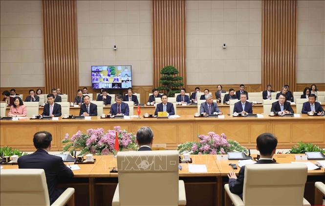 Phó Thủ tướng Bùi Thanh Sơn và đoàn đại biểu Việt Nam tại phiên họp Ảnh:&nbsp; TTXVN