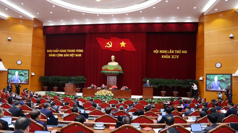 Hội nghị lần thứ hai Ban Chấp hành Trung ương Đảng khoá XIV khai mạc sáng 23/3 tại Hà Nội - Ảnh: VGP