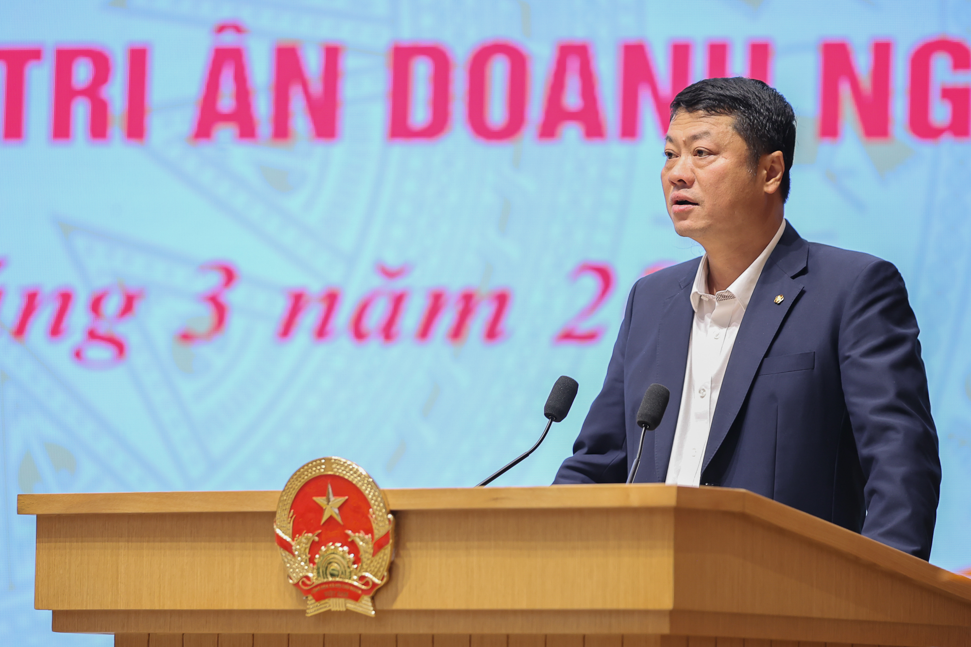 Ông Lê Ngọc Lâm, Tổng Giám đốc BIDV, phát biểu tại hội nghị - Ảnh VGP/Nhật Bắc.