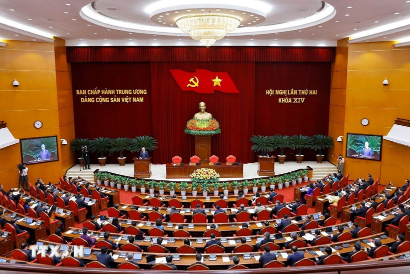 Hội nghị lần thứ hai Ban Chấp hành Trung ương Đảng khóa XIV là hội nghị “đặt nền móng vận hành cho cả nhiệm kỳ”. Ảnh: TTXVN