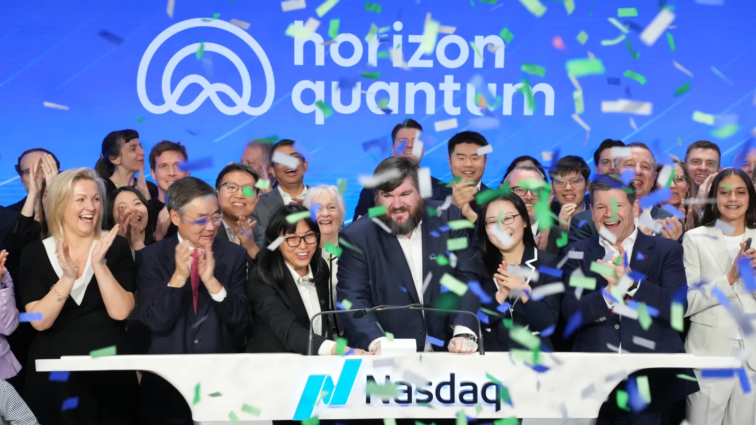 Lễ niêm yết cổ phiếu của Horizon Quantum tại sàn giao dịch Nasdaq MarketSite ở thành phố New York vào thứ Sáu, ngày 20 tháng 3 năm 2026.