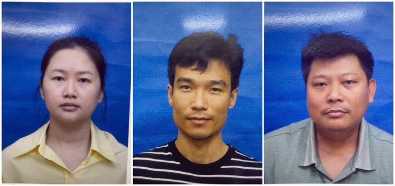 Các đối tượng từ trái qua: Ngô Thị Thảo, Trần Quang Chiến, Vương Lê Vĩnh Nhân - Ảnh: BCA
