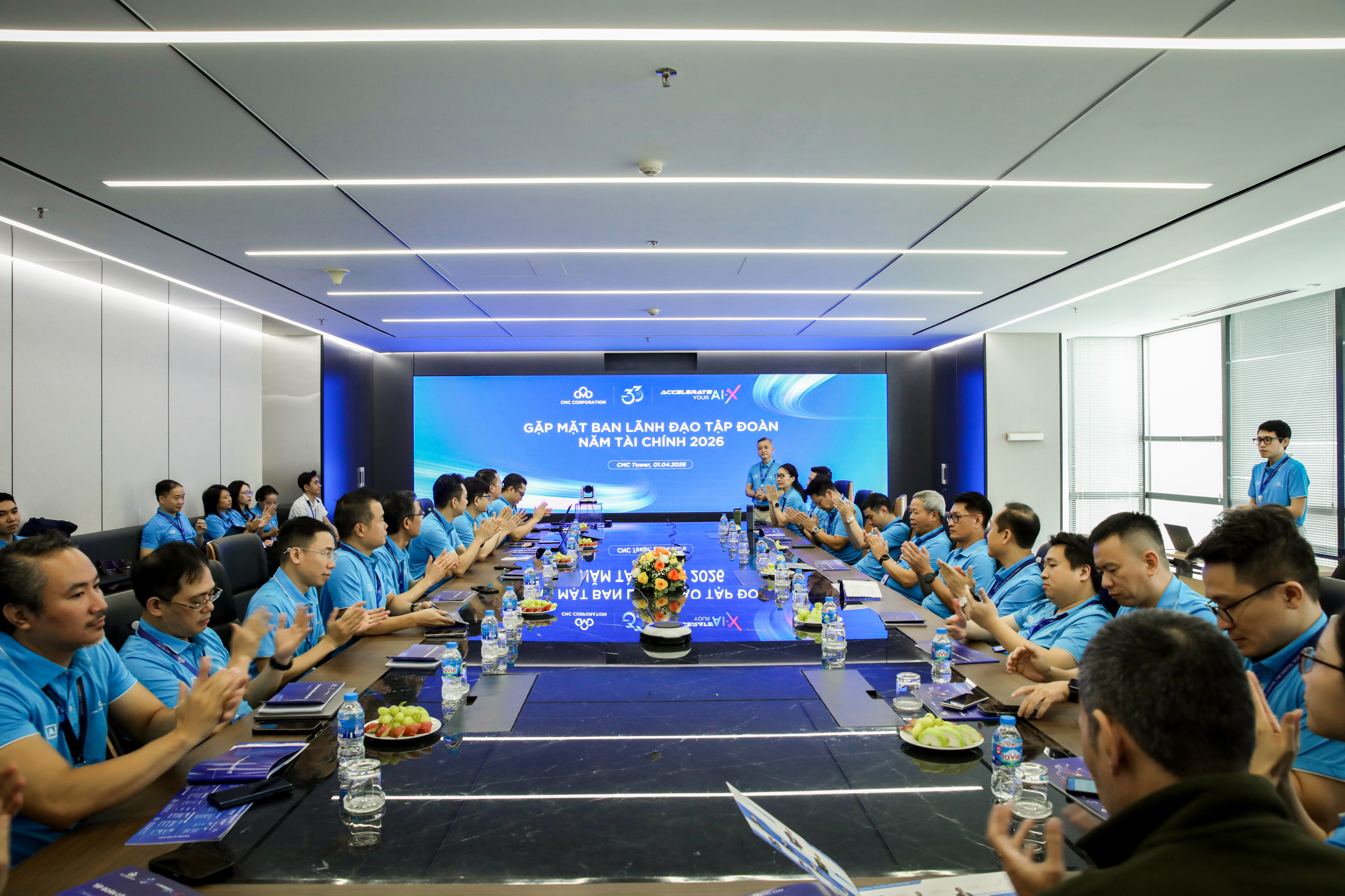 Ban lãnh đạo Tập đoàn Công nghệ CMC tại chương trình tổng kết năm Pg88hi tỷ lệ thưởng hấp dẫn 2025 và khởi động năm Pg88hi tỷ lệ thưởng hấp dẫn 2026