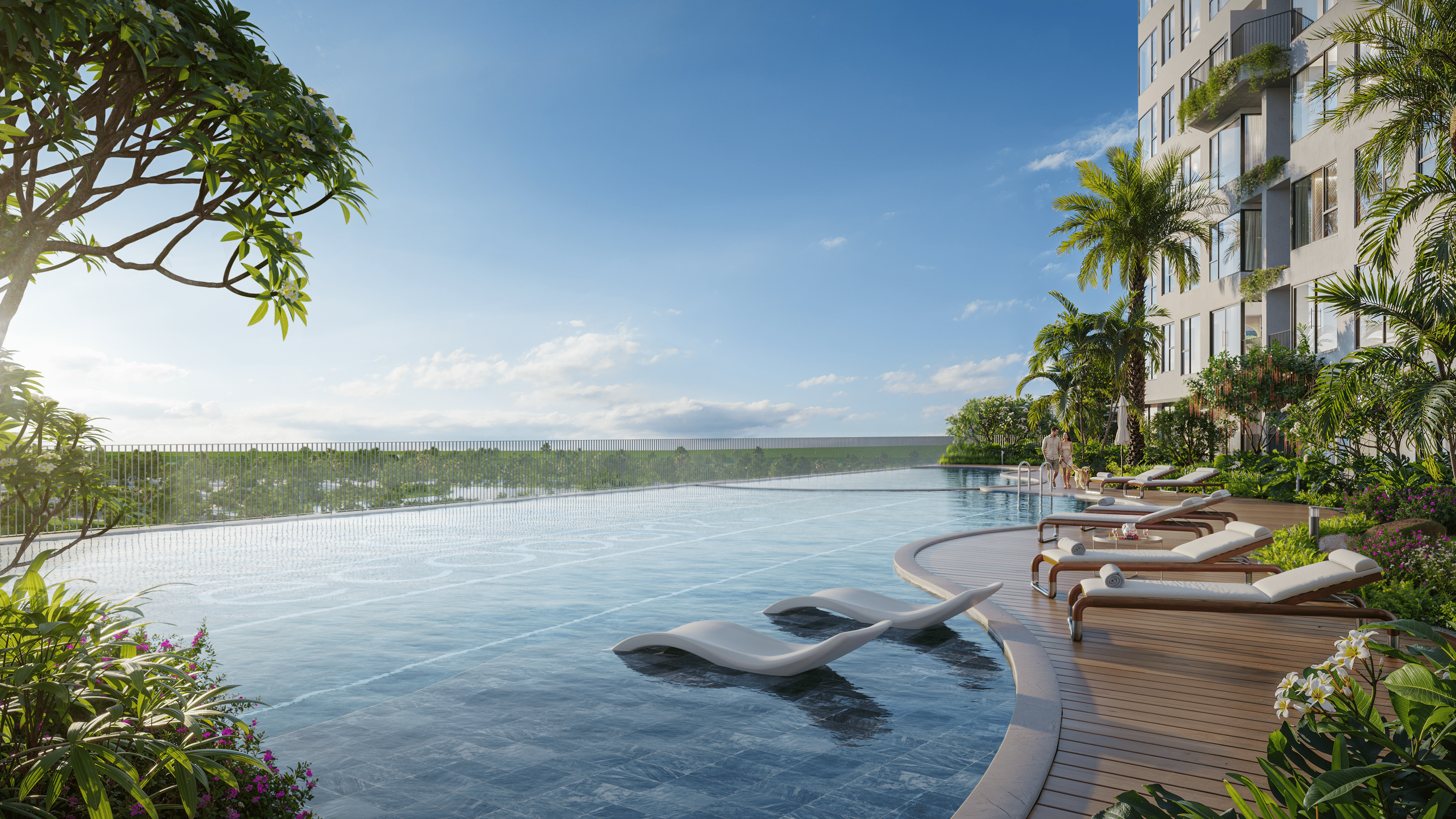 Bể bơi vô cực điện phân muối tại Forest Onsen.&nbsp;Ảnh phối cảnh:&nbsp;Ecopark.