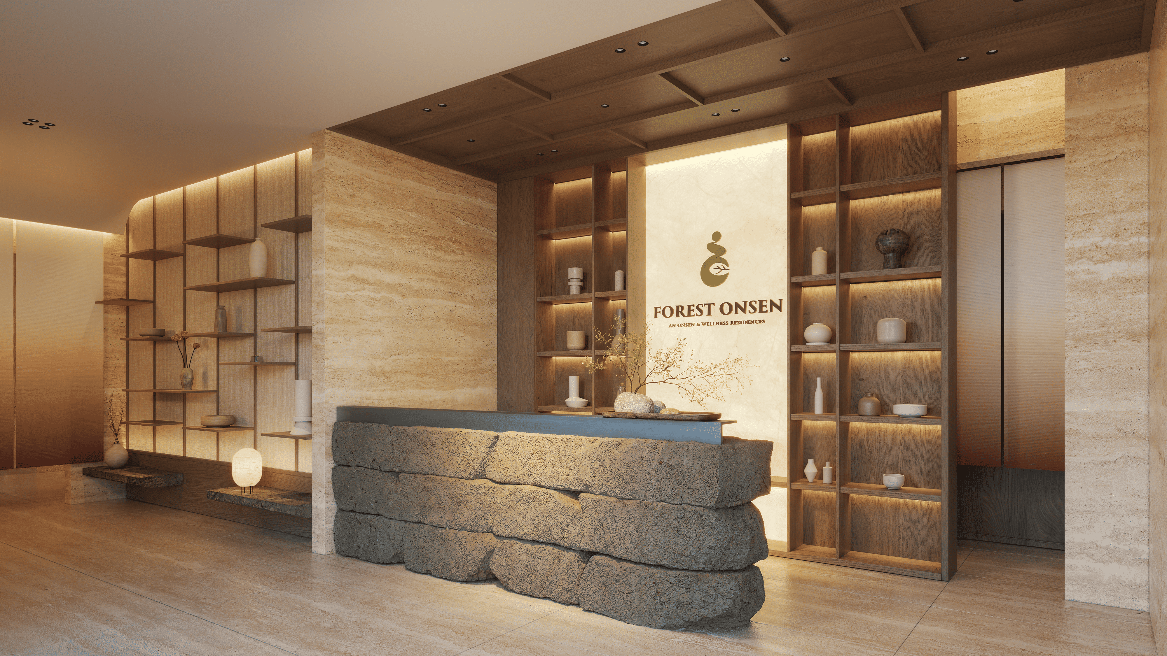 Sảnh Onsen Clubhouse tại Forest Onsen.&nbsp;Ảnh phối cảnh:&nbsp;Ecopark.