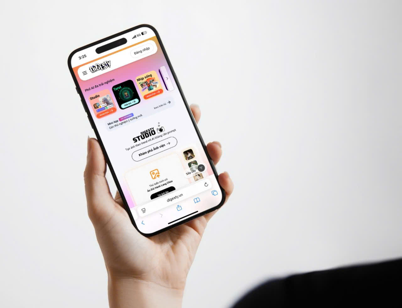 Giao diện Digesty.vn trên thiết bị di động.&nbsp;Ảnh:&nbsp;Icetea AI & Robotics.