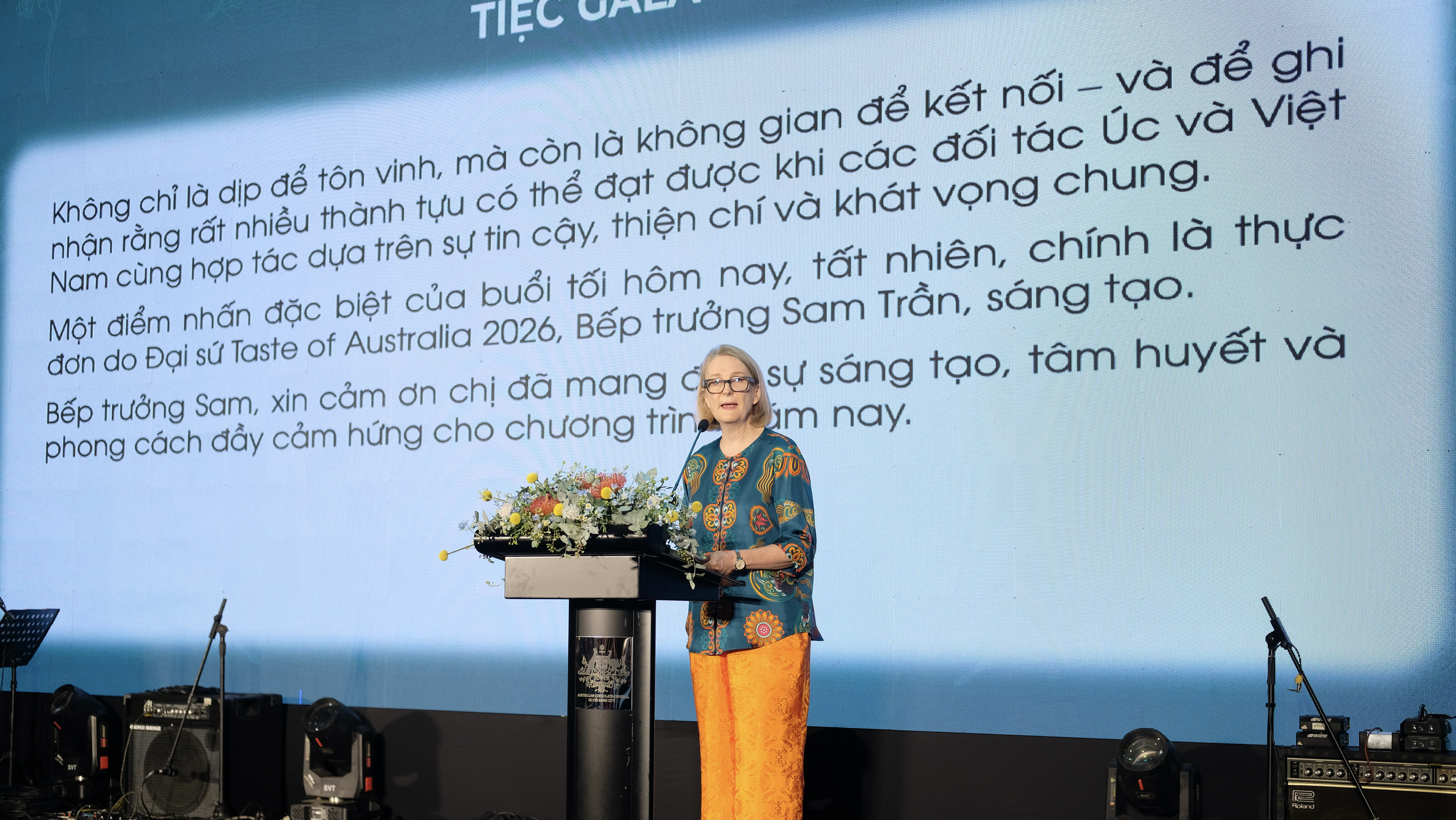 Bà Sarah Hooper, Tổng Lãnh sự Australia tại TP. Hồ Chí Minh phát biểu tại sự kiện. Ảnh: Phương Trần