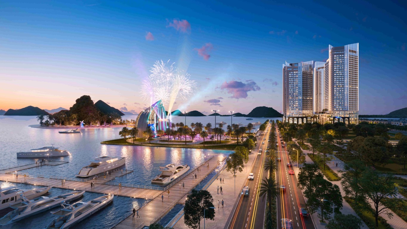 Tổ hợp Crystal Holidays Harbour Vân Đồn sẽ tạo dòng tiền bền vững từ vận hành khi được đưa vào khai thác trong mùa hè 2026. Ảnh: Everland Group.
