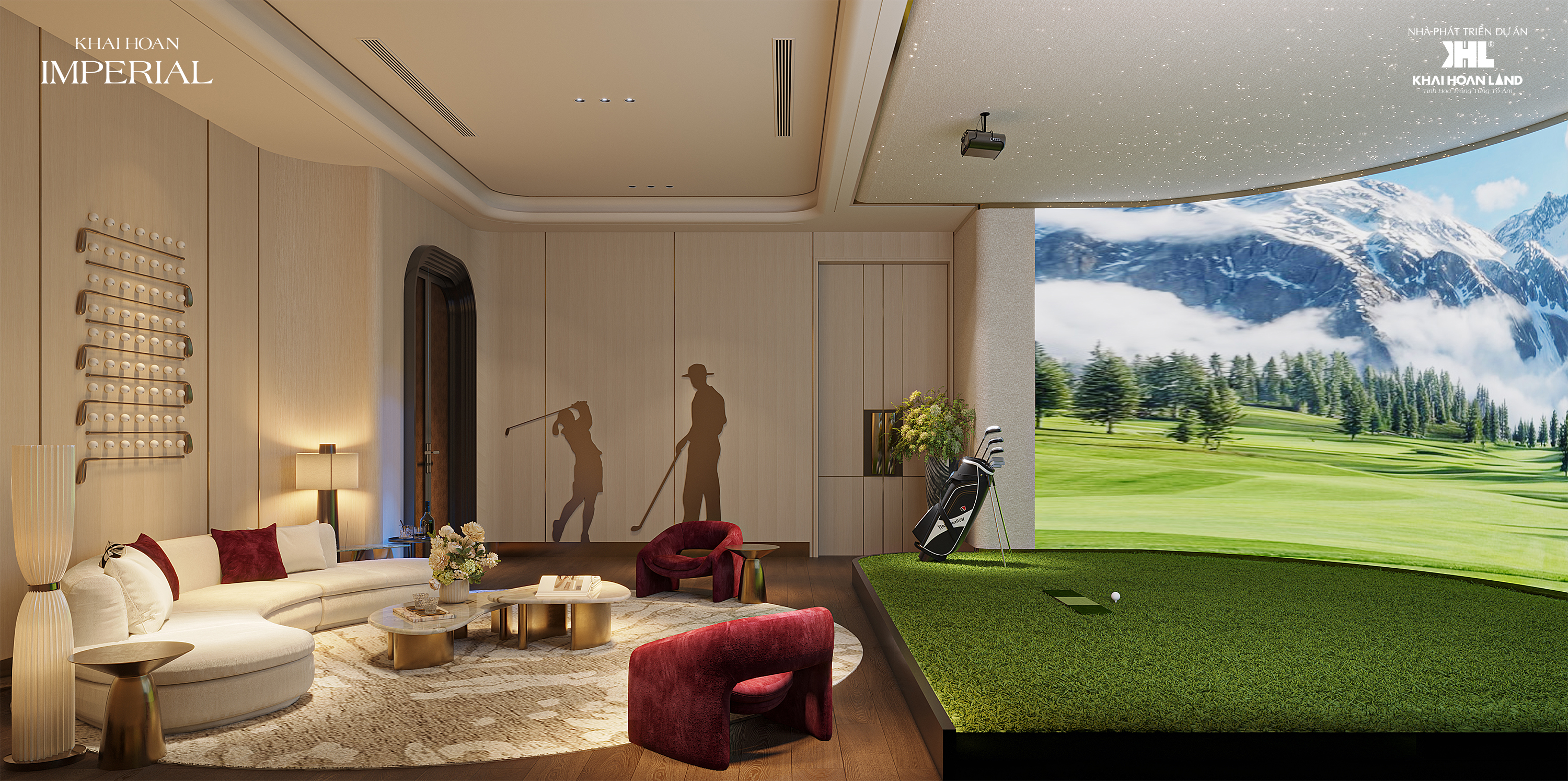 Phòng tập Virtual Golf – khẳng định “chất chơi” đẳng cấp của giới tinh hoa.&nbsp;Ảnh: Khải Hoàn Imperial.