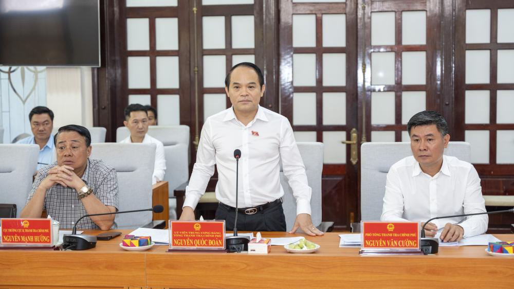 Tổng Thanh tra Chính phủ Nguyễn Quốc Đoàn phát biểu kết luận tại buổi làm việc