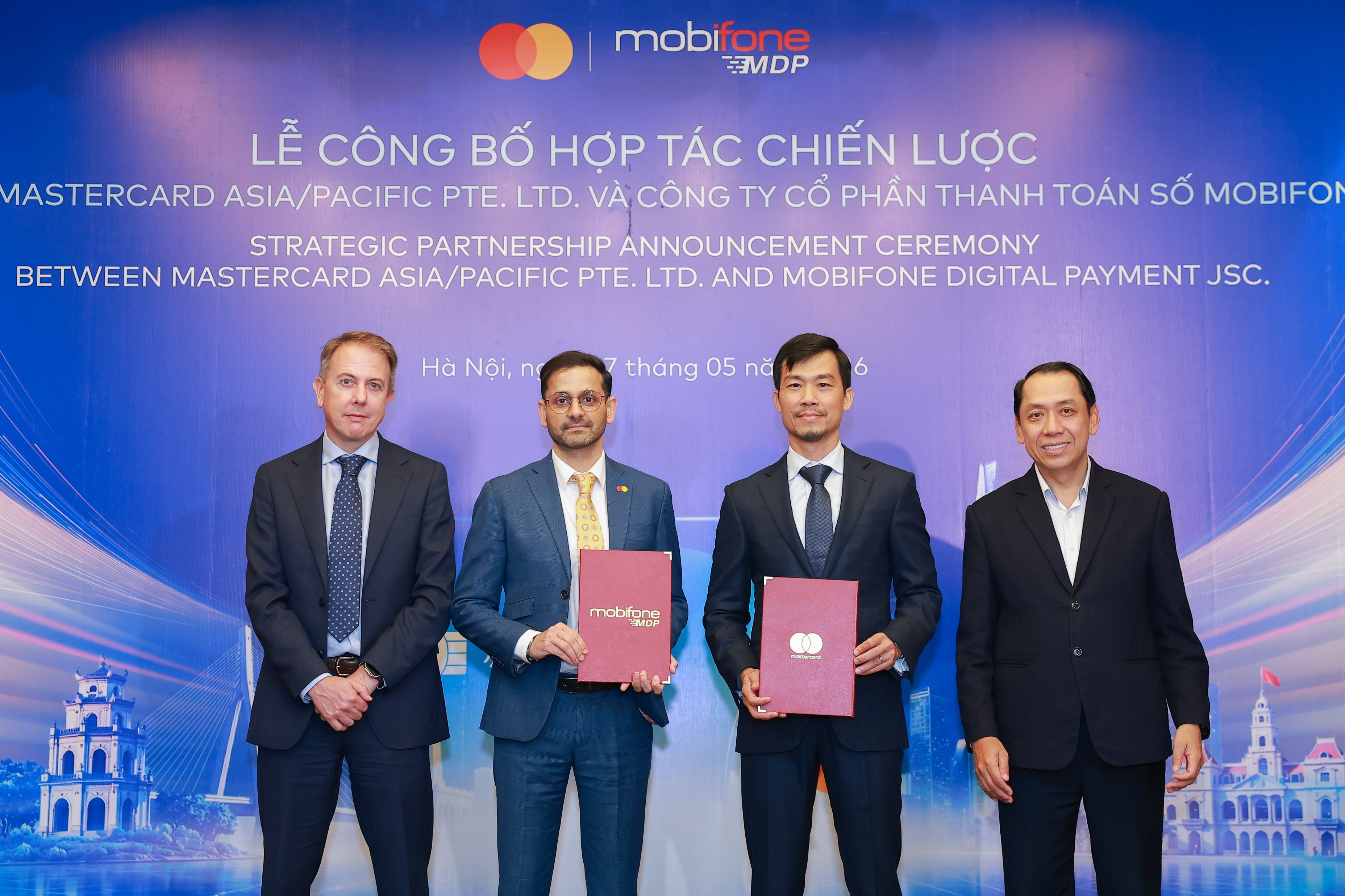 Công ty Cổ phầnThanh toán số MobiFone (MDP) và Mastercard chính thức công bố hợp tác chiến lược. Ảnh: MDP.