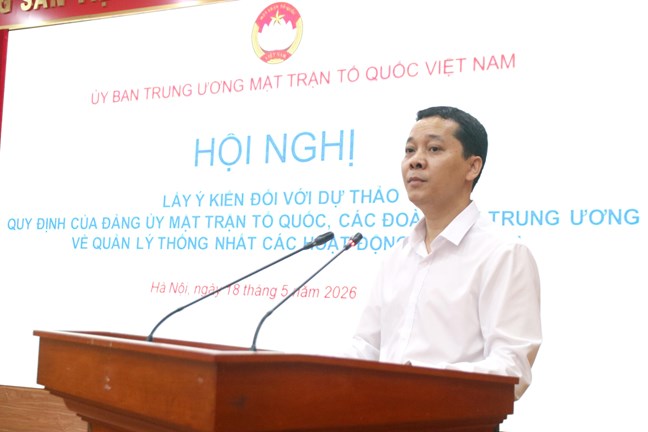 &nbsp;Ông Nguyễn Đức Thịnh, Trưởng ban Đối ngoại nhân dân Cơ quan Ủy ban Trung ương Mặt trận Tổ quốc Việt Nam phát biểu tại hội nghị.&nbsp;Ảnh: Mặt trận.