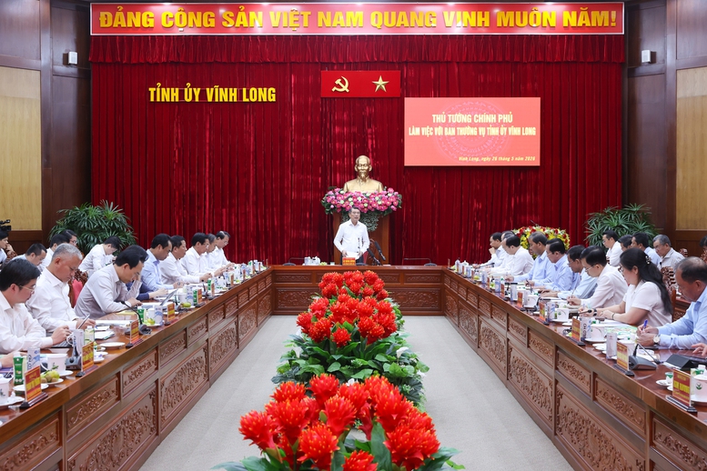 Thủ tướng Lê Minh Hưng chủ trì cuộc Pg88hi Thể Thao, Bóng Đá, Casino, Nổ Hũ, Xổ Số với Ban Thường vụ Tỉnh ủy Vĩnh Long - Ảnh: VGP