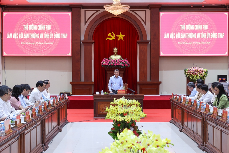 Thủ tướng Chính phủ Lê Minh Hưng Pg88hi Thể Thao, Bóng Đá, Casino, Nổ Hũ, Xổ Số với Ban Thường vụ Tỉnh ủy Đồng Tháp. Ảnh: VGP