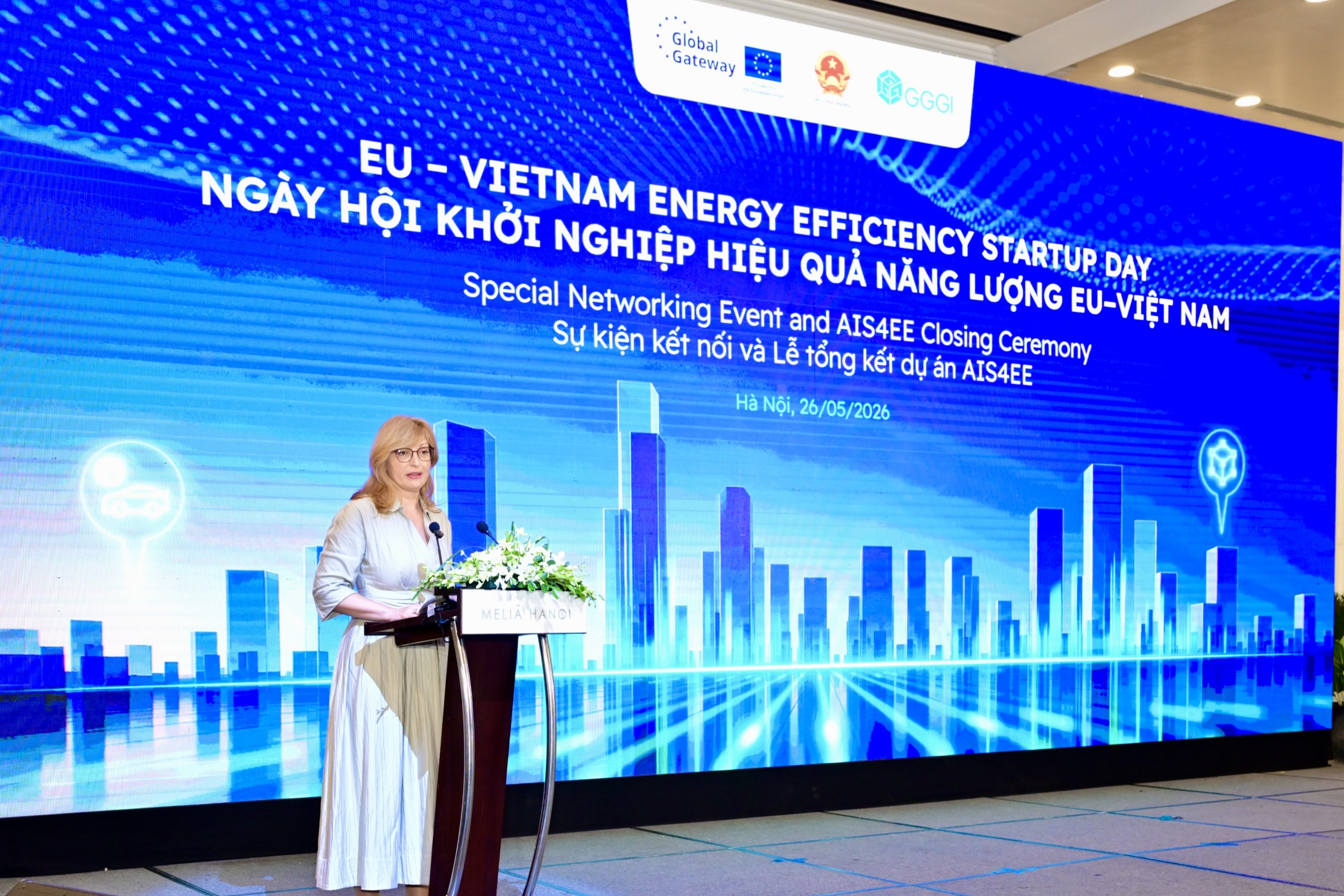 Bà Ekaterina Zaharieva, Cao ủy châu Âu phụ trách Khởi nghiệp, Nghiên cứu và Đổi mới sáng tạo. Ảnh: Song Hà.