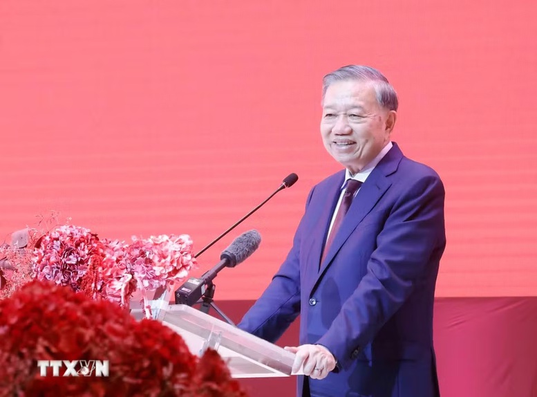 Tổng Bí thư, Chủ tịch nước Tô Lâm phát biểu tại cuộc gặp gỡ cộng đồng người Việt Nam tại Thái Lan - Ảnh: TTXVN